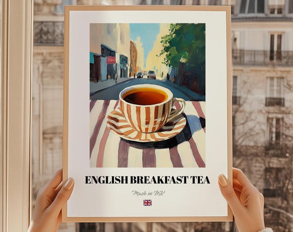 English Breakfast Tea Poster Bar Dcor Wall Art Britishfriend Gift Dining Room