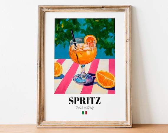 Italian Spritz Art Print Poster Aperol Cocktail Artwork For Bars And Homes