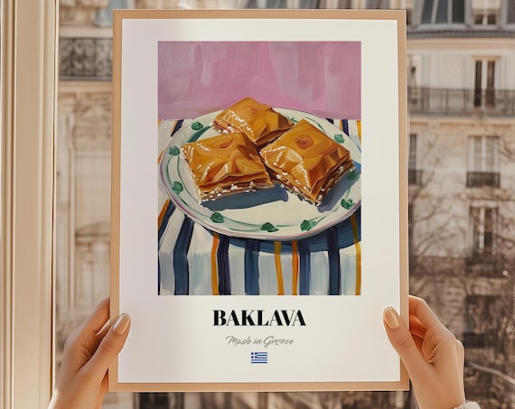 Baklava Greek Dessert Print Happy Hour Menu Catering Wall Art Kitchen