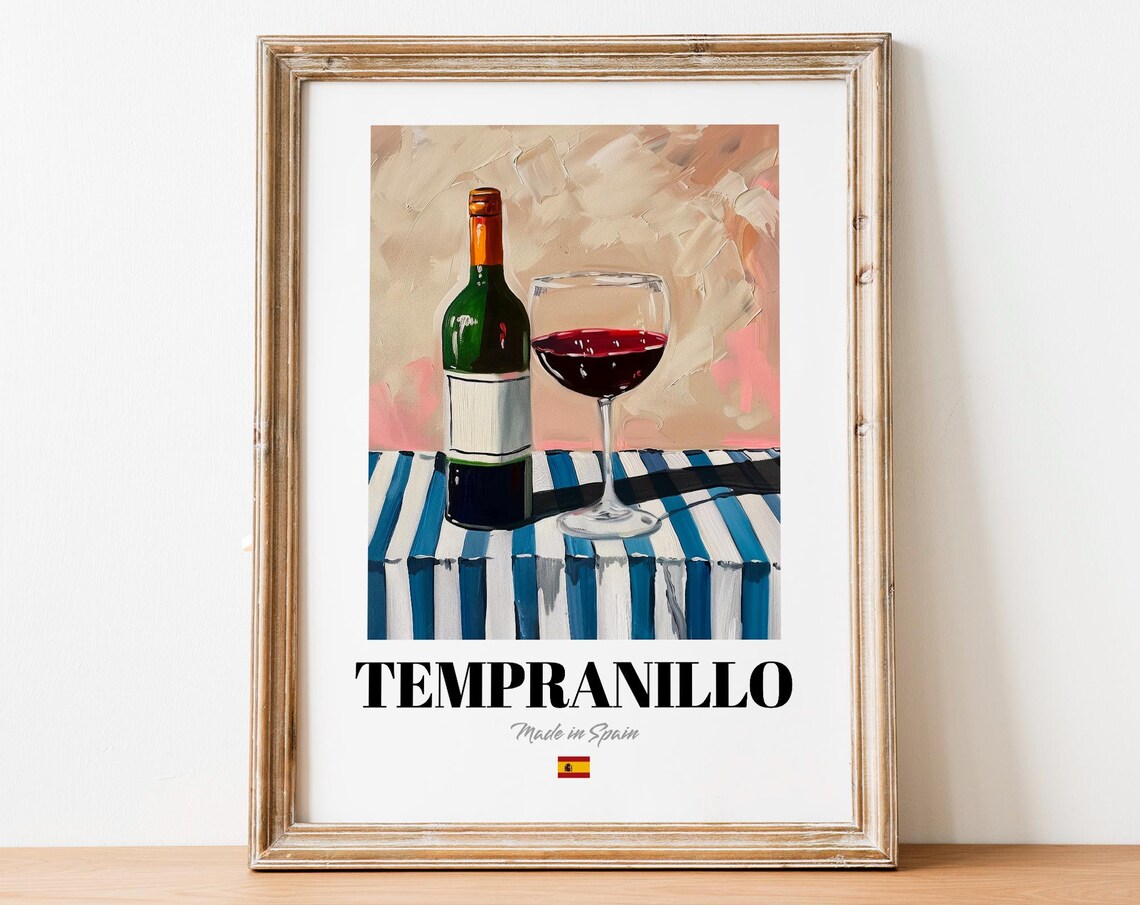 Handdrawn Tempranillo Print Poster Boho Retro Wine Art For Homes