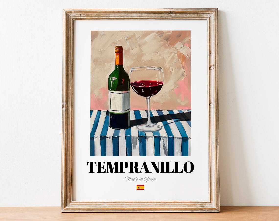 Tempranillo Spanish Red Wine Still Life Rustic Kitchen Decor Poster
