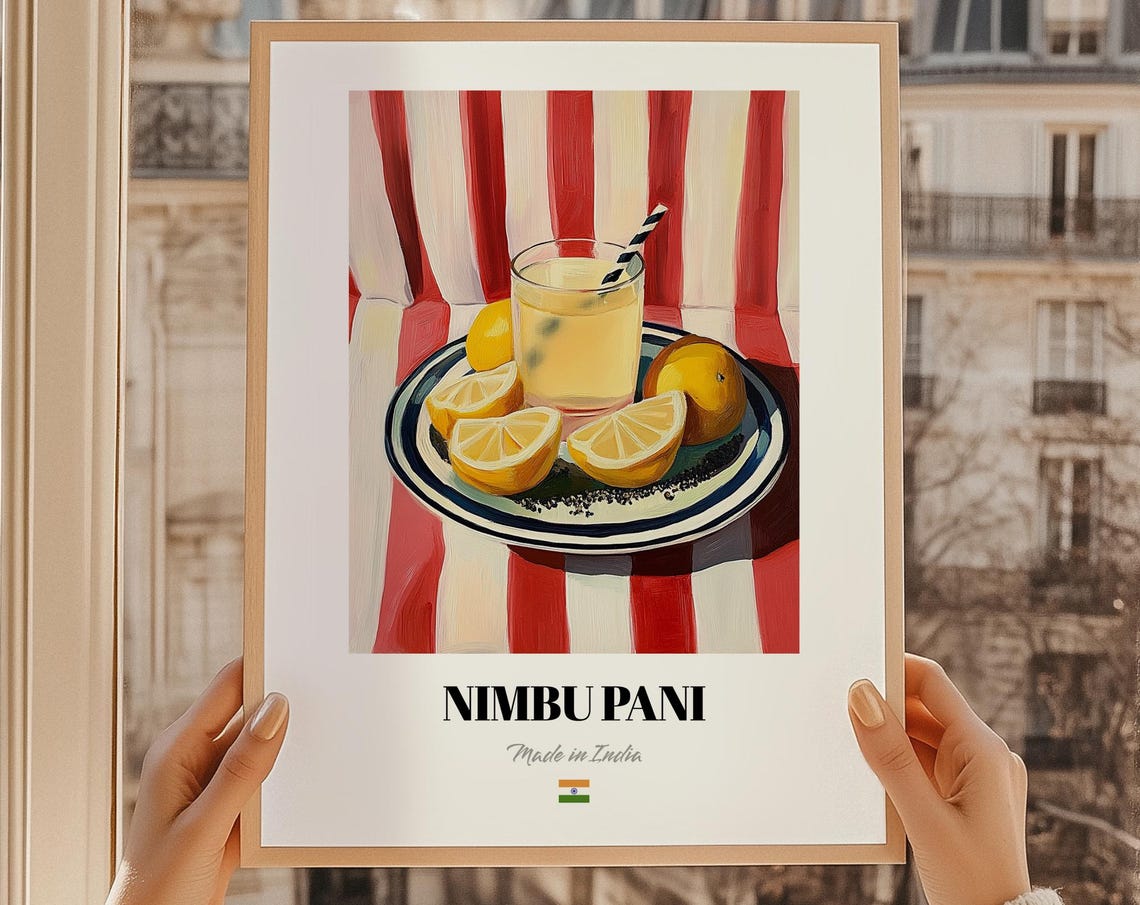 Nimbu Pani Indian Lemonade Drink Art Illustration Kitchen Poster