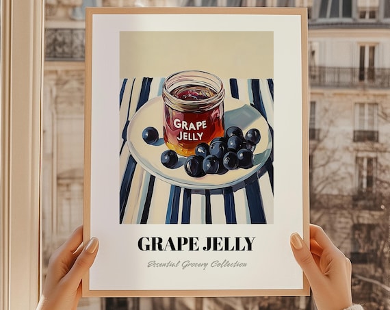 Grape Jelly Jar Painting Essential Grocery Collection Kitchen Poster