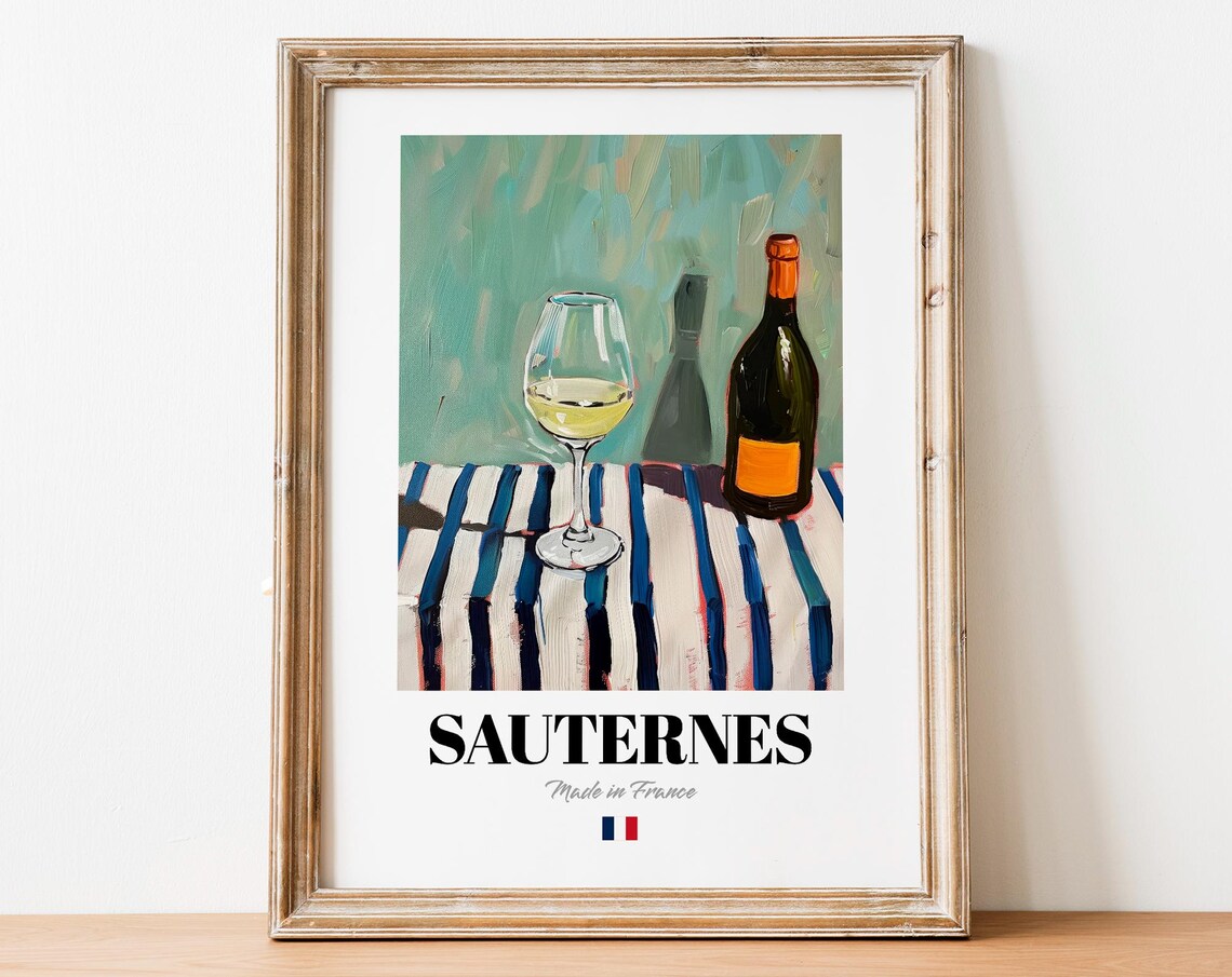 French Sauternes Wine Wall Art Print For Bars