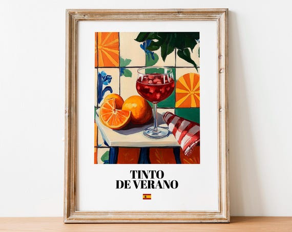 Tinto de Verano Spanish Summer Wine Cocktail Still Life Poster