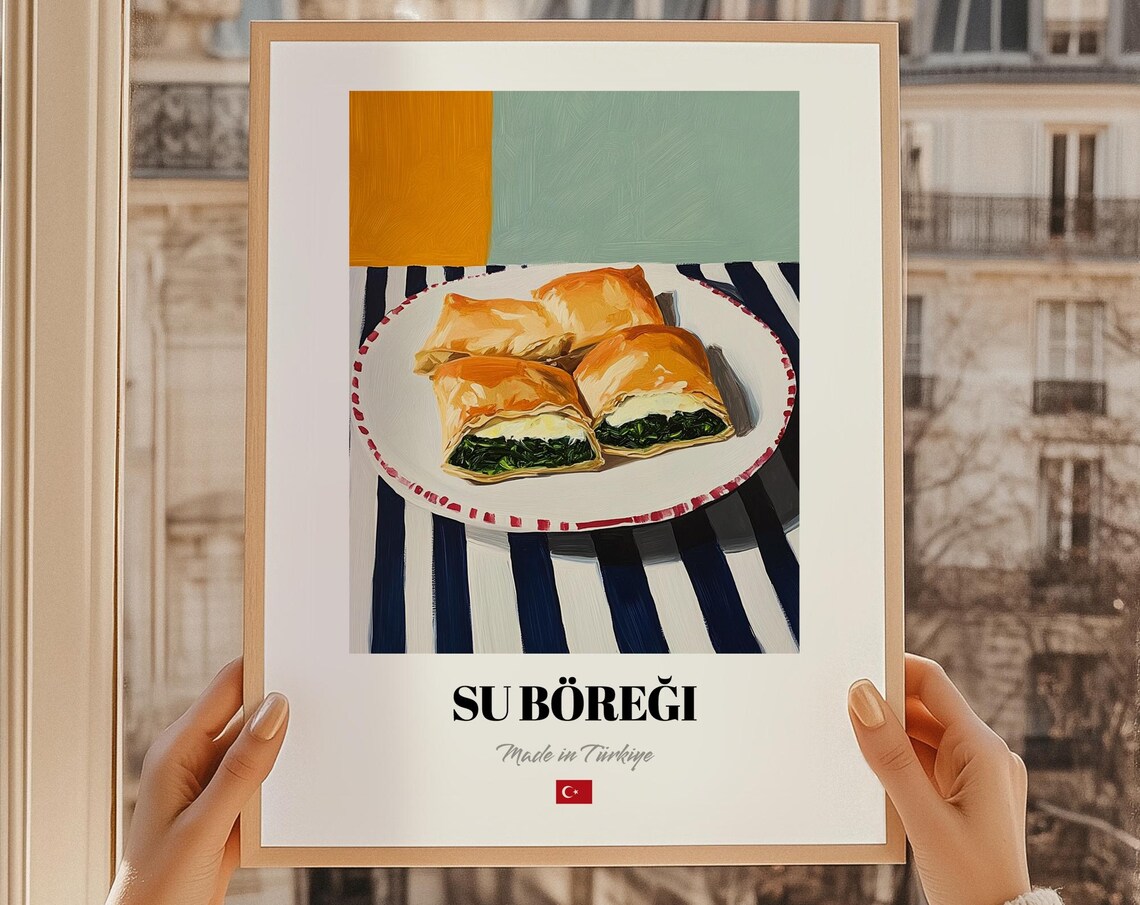 Su Boregi Spinach Cheese Pastry Made in Turkiye Food Painting Poster