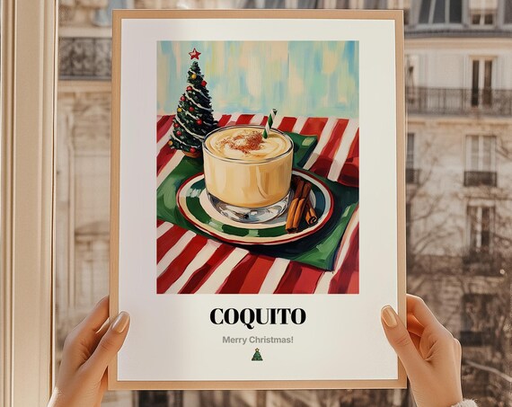 Coquito Puerto Rican Coconut Rum Christmas Holiday Drink Poster