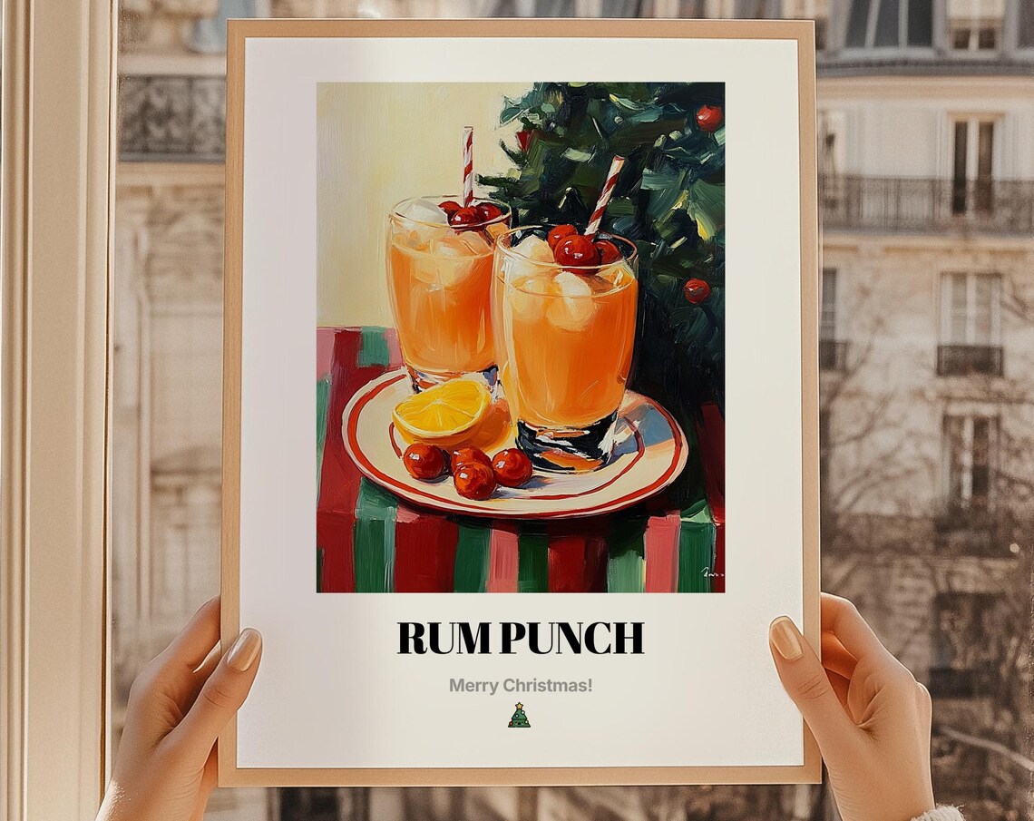 Rum Punch Christmas Drink Wall Art, Art Print