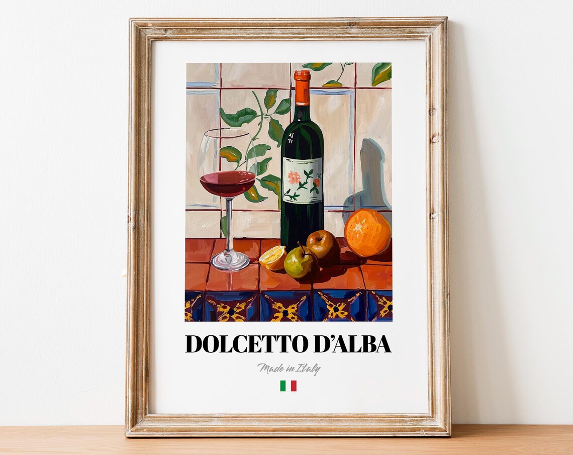 Vintage Dolcetto Bottle Print Poster Easydrinking Wine Art For Culinary Spaces
