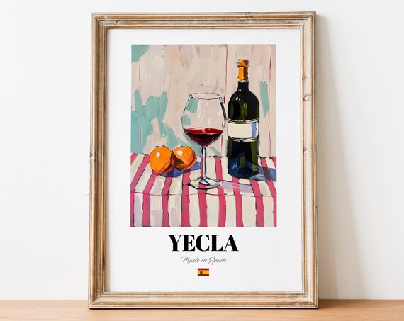 Spanish Yecla Art Print Poster Vineyard Artwork For Cafs And Restaurants