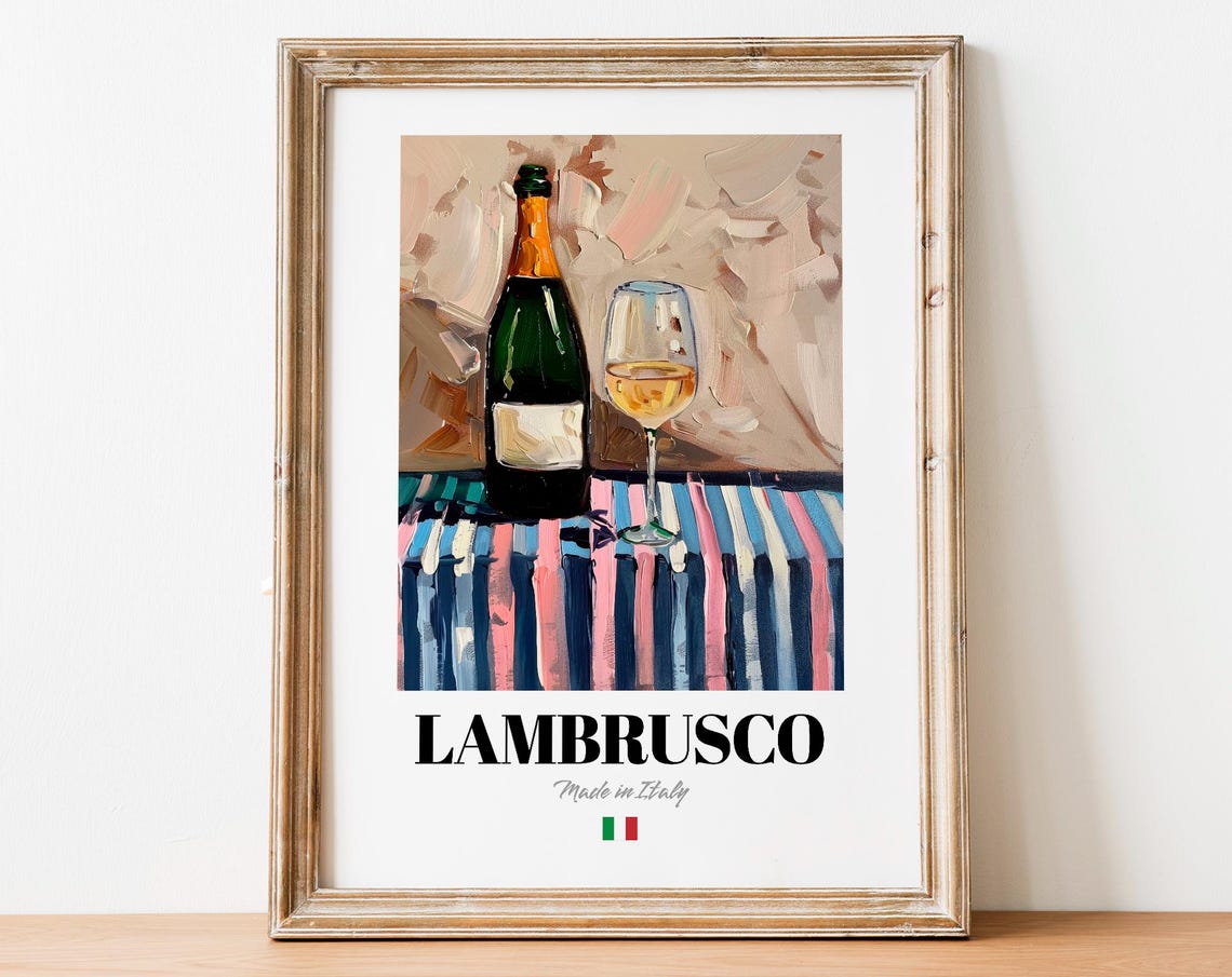 Lambrusco Made in Italy Sparkling Red Wine Still Life Art Poster