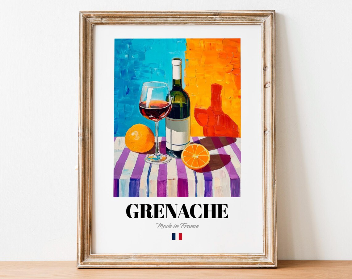 Grenache Wine Poster Print, Mediterranean French Red