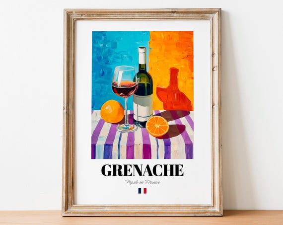 Grenache Wine Poster Print, Mediterranean French Red