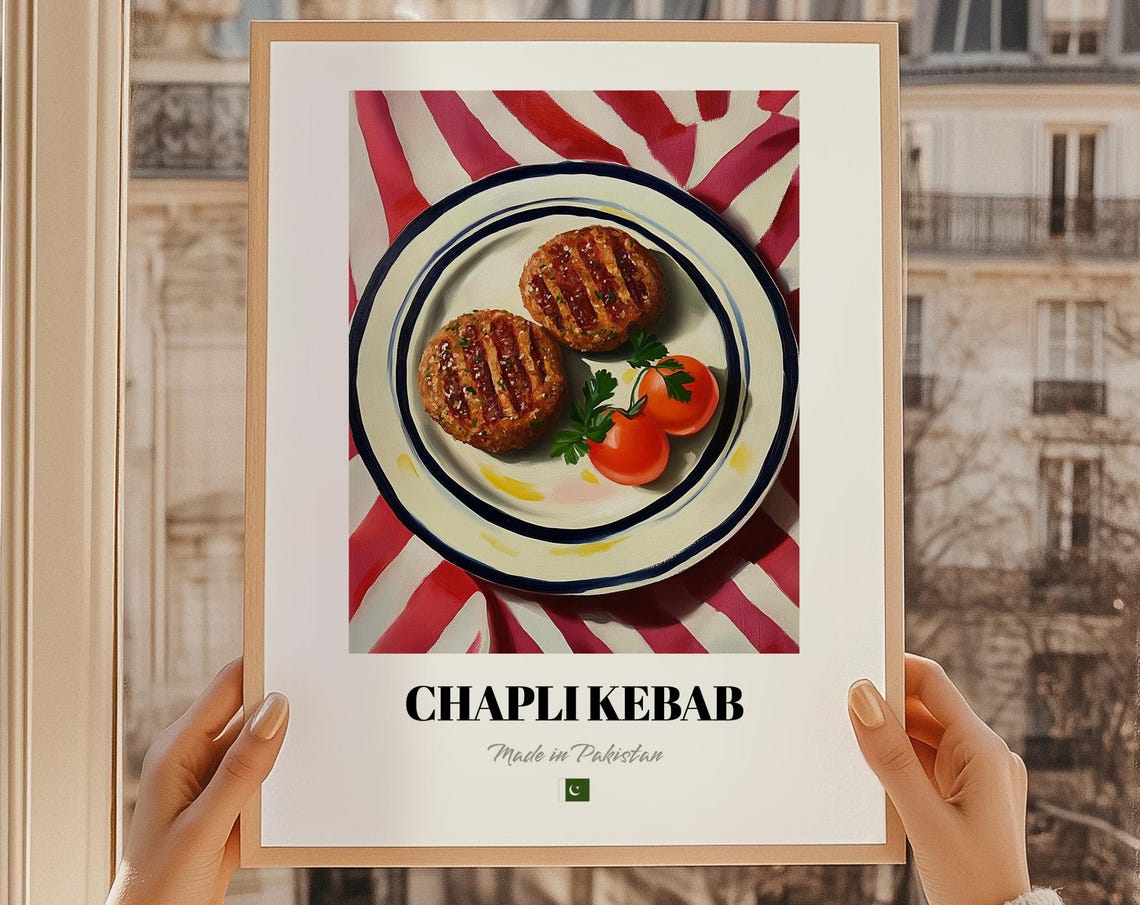 Chapli Kebab Pakistani Grilled Patties Painterly Cuisine Art Poster