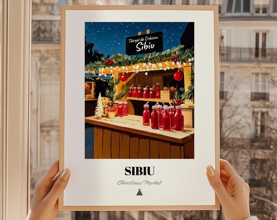 Sibiu Romania Christmas Market Wall Dcor Print Poster Cadou De Crciun Trgul