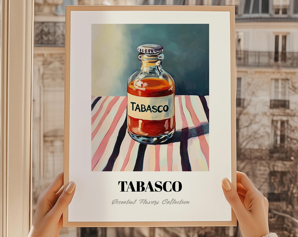 Tabasco Bottle Vintage Grocery Hot Sauce Painting Kitchen Poster