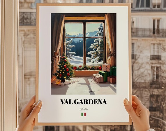 Val Gardena Italy Ski Resort Wall Art Print Poster Christmas Gift