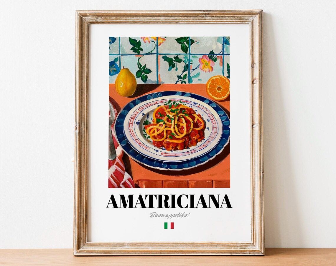 Vintage Amatriciana Art Print, Roman Cuisine Decor