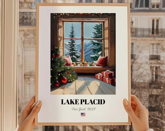 Lake Placid New York Usa Ski Resort Wall Decor Print Poster Christmas Gift