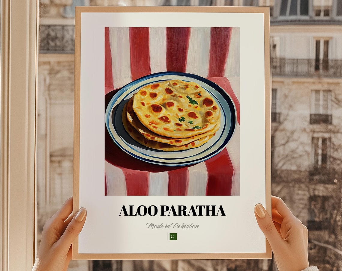 Aloo Paratha Pakistani Stuffed Flatbread Painterly Cuisine Art Poster