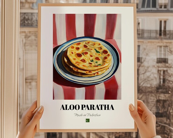 Aloo Paratha Pakistani Stuffed Flatbread Painterly Cuisine Art Poster