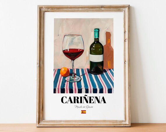 Spanish Cariena Art Print Poster Vineyard Artwork For Bars And Cafs