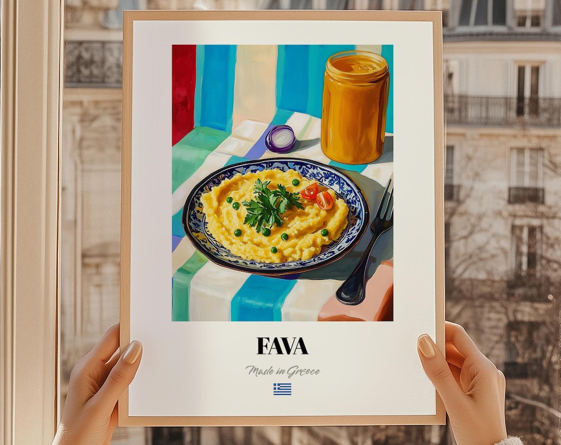 Fava Greek Food Art Print, Kitchen Bar Menu