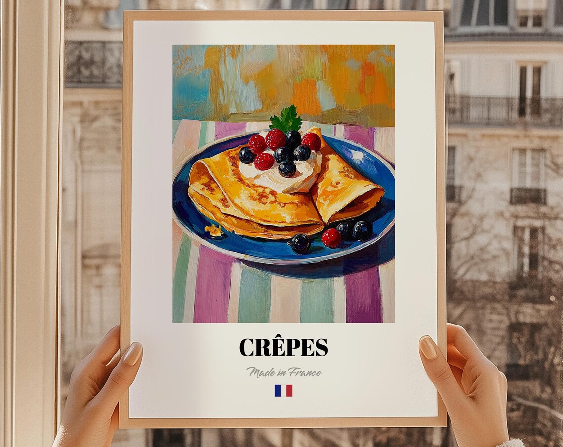 Folded French Crepes Berry Cream Made in France Kitchen Poster Art