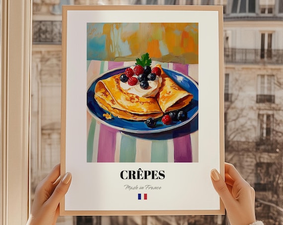 Folded French Crepes Berry Cream Made in France Kitchen Poster Art