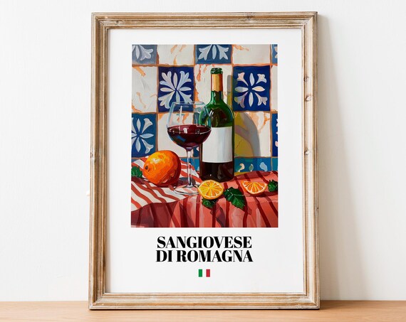 Vintage Sangiovese Bottle Print Poster Emiliaromagna Wine Art For Homes