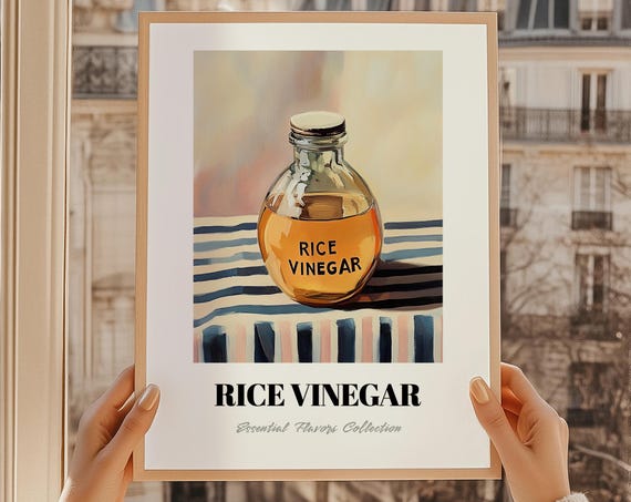 Rice Vinegar Grocery Art Pantry Decor Print Cooking Gift Restaurant Wall Kitchen