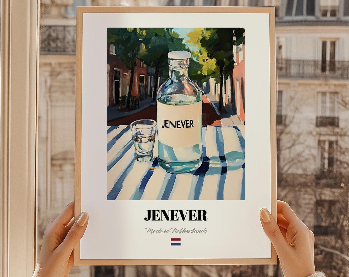 Jenever Dutch Spirit Poster Bar Dcor Wall Art Friend Gift Dining Room Print