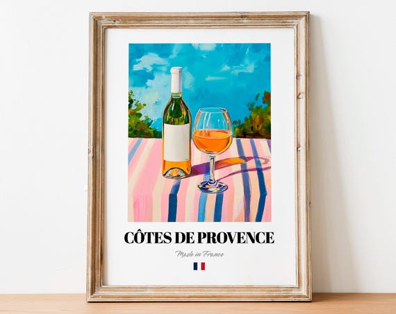 Cotes de Provence French Rose Wine Seaside Table Art Decor Poster