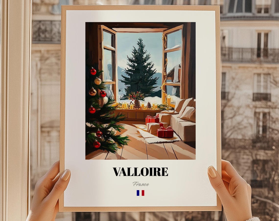 Valloire France Ski Resort Wall Art Print Poster Christmas Gift
