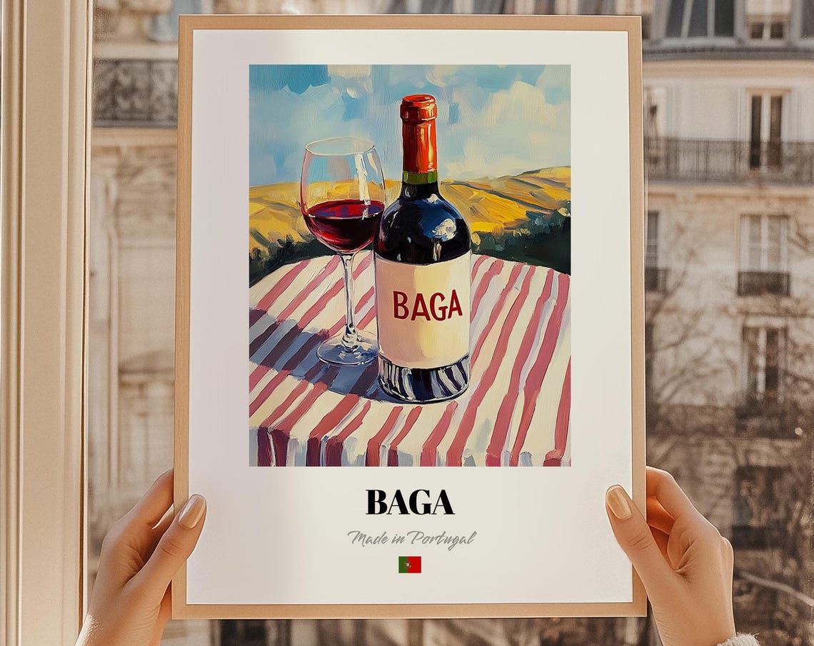 Baga Portuguese Red Wine Poster Portugal Bar Dcor Wall Art Friend Dining Room