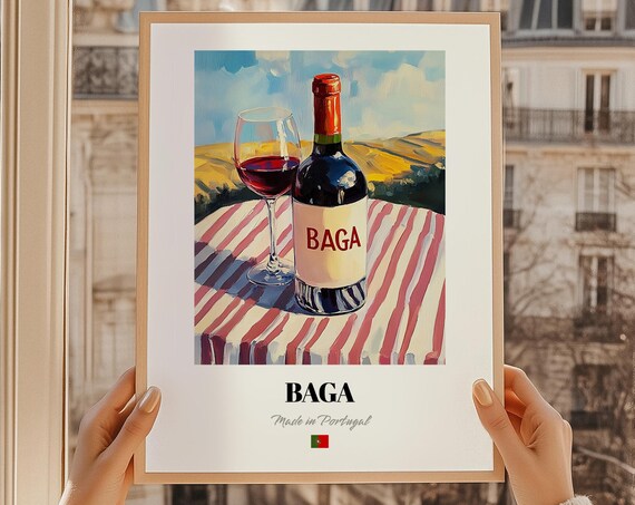 Baga Portuguese Red Wine Poster Portugal Bar Dcor Wall Art Friend Dining Room