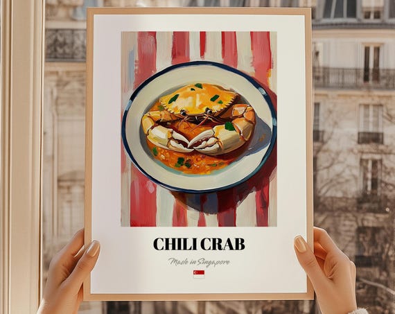 Chili Crab Singaporean Seafood Cuisine Caf Dcor Wall Art Friend Gift