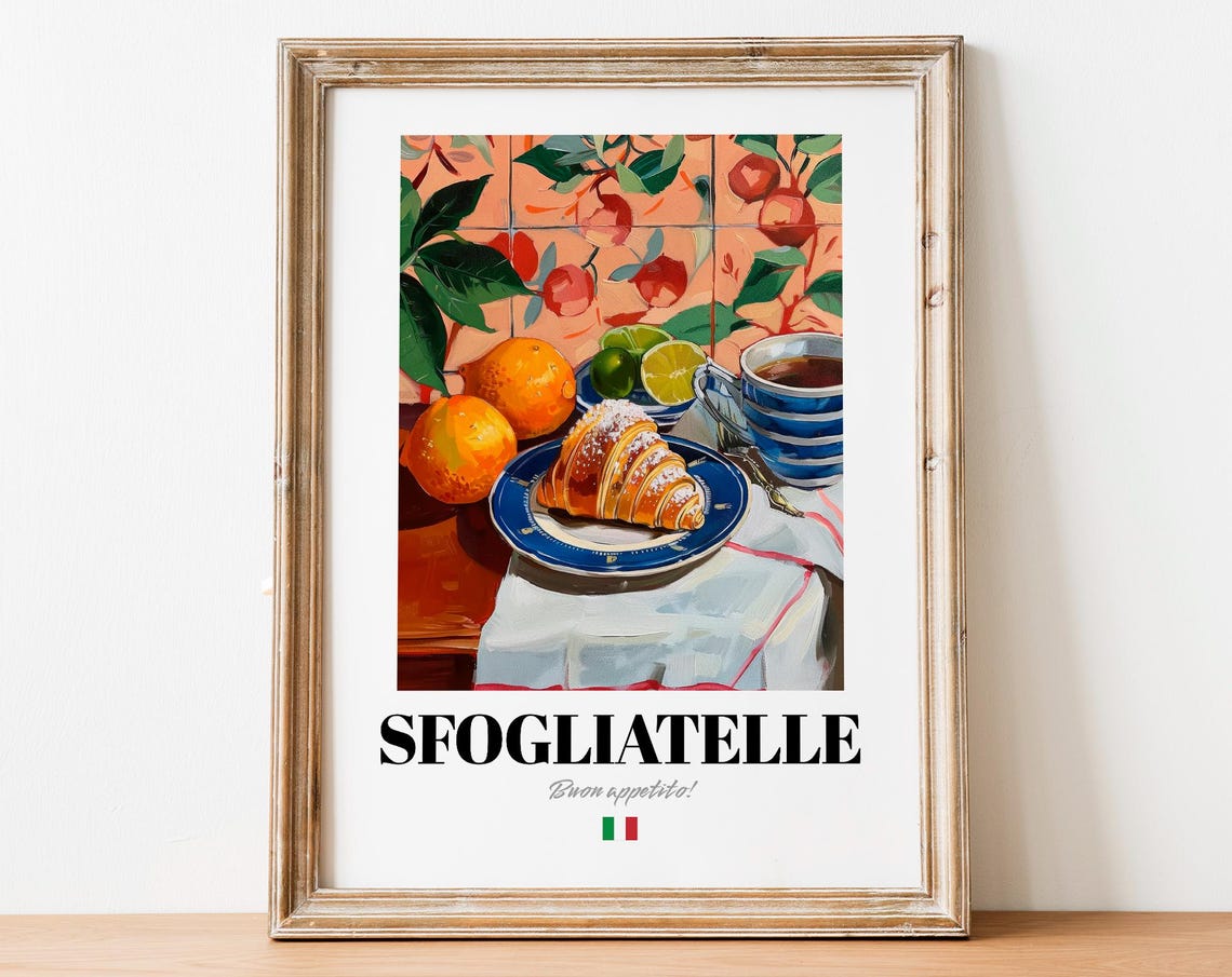 Sfogliatelle Italian Pastry Coffee Breakfast Still Life Poster