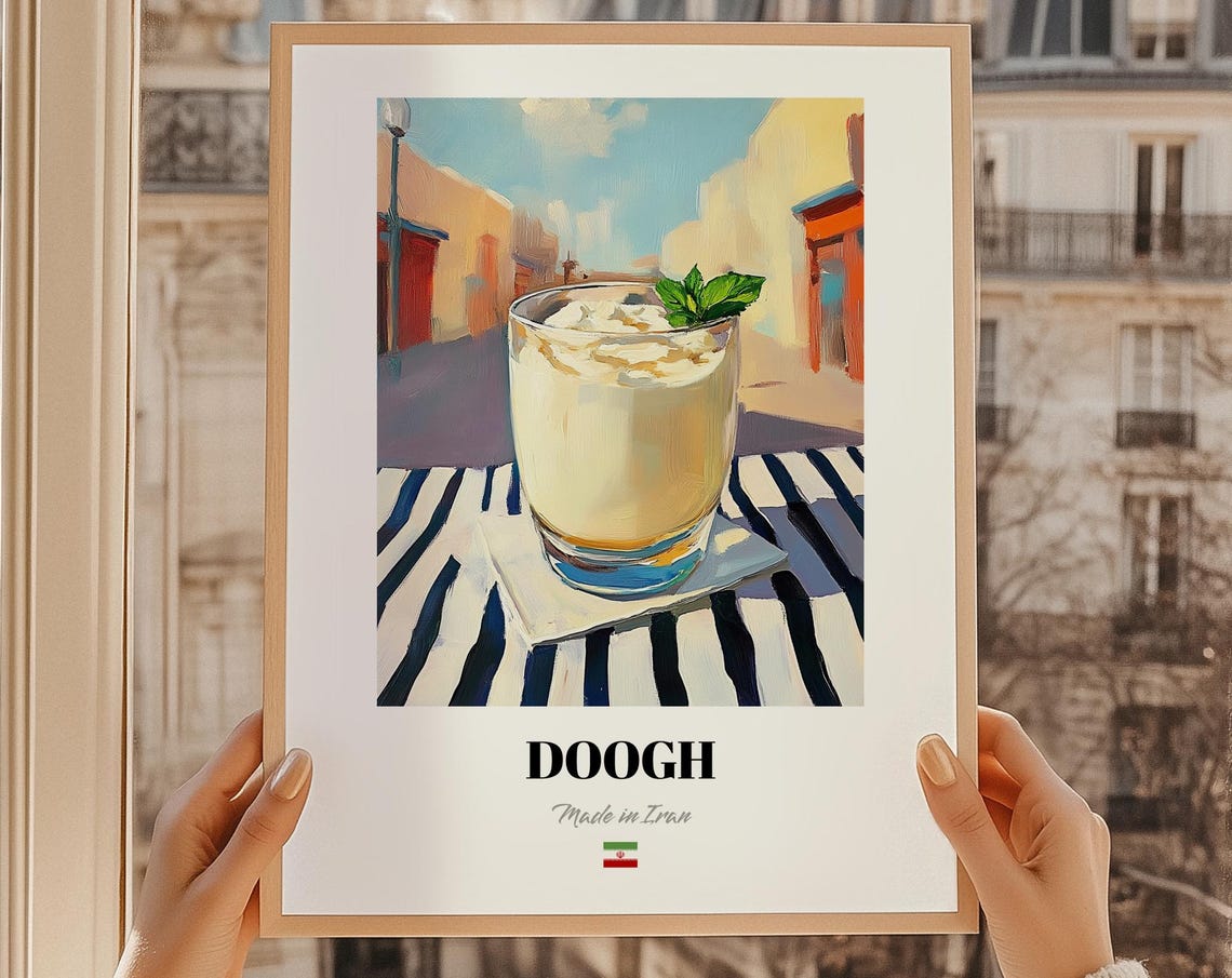 Doogh Made in Iran Creamy Yogurt Mint Drink Cuisine Art Poster