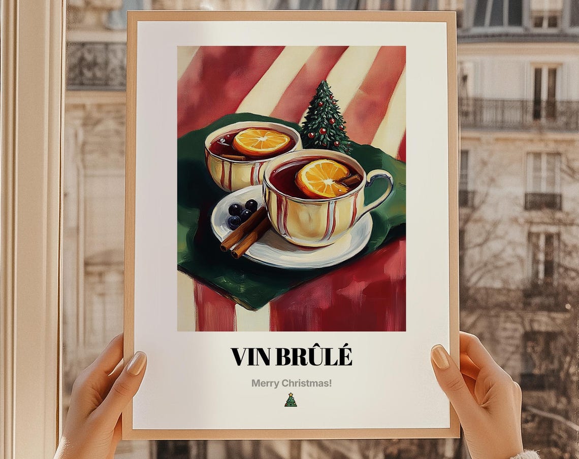Vin Brl Print Poster Christmas Drink Wall Art Gift Italian