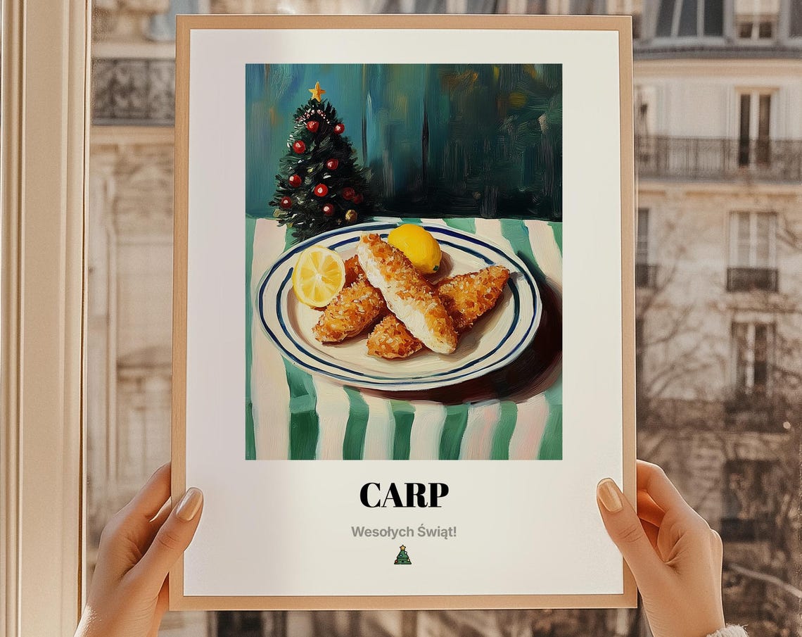 Carp Polish Christmas Fried Fish Holiday Dinner Painting Wall Art