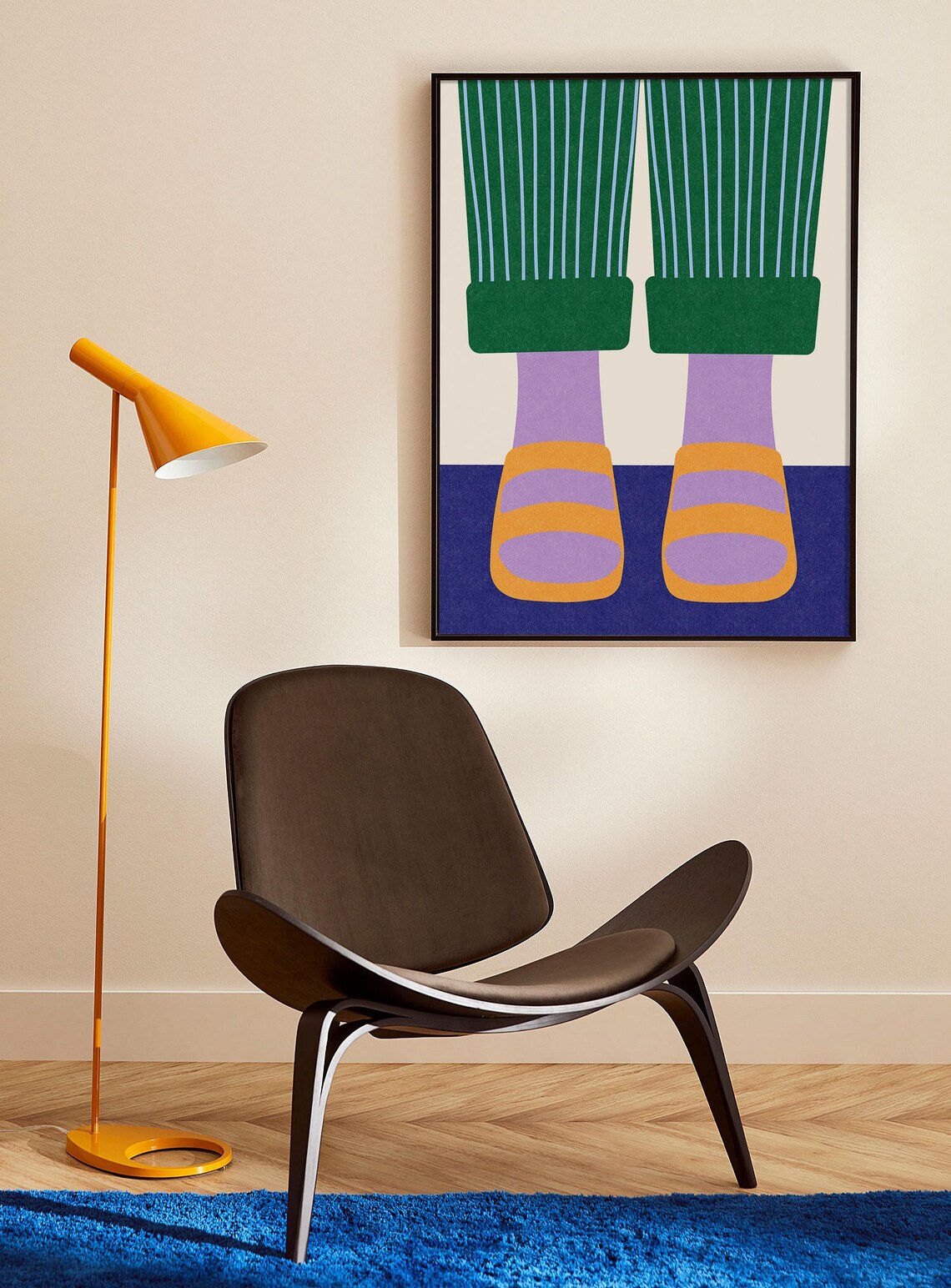 Minimalist Feet In Sandals Colorful Fashion Illustration Print - Image 4