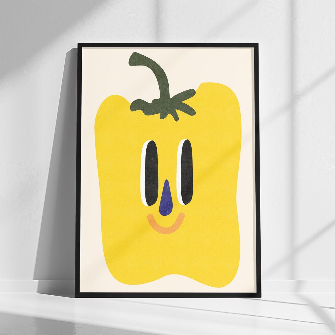 Happy Smiling Yellow Bell Pepper Cute Kitchen Character Print