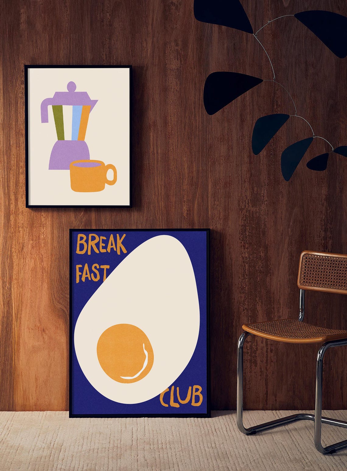 Breakfast Club Fried Egg Funny Kitchen Typography Retro Print - Image 2