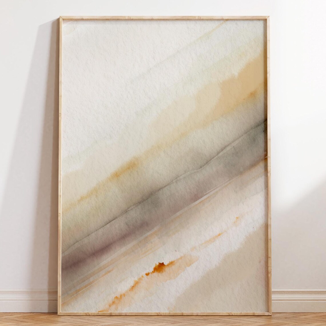 Warm Beige Watercolor Diagonal Wash Minimalist Abstract Art Poster