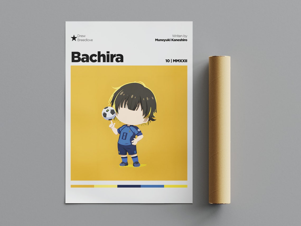 Meguru Bachira Blue Lock Minimalist Anime Poster Chibi Soccer Star