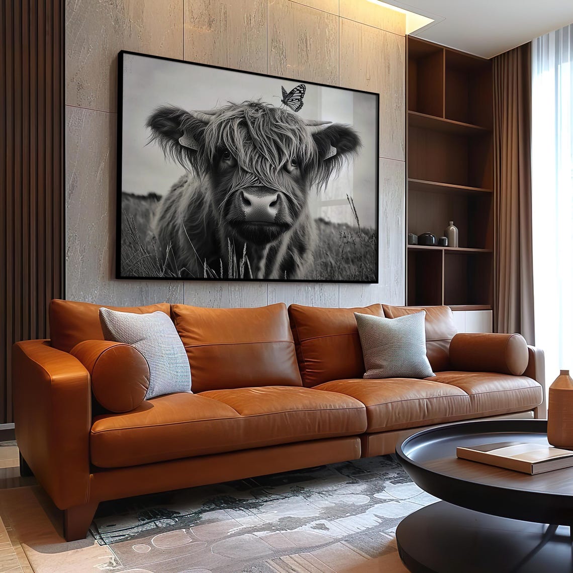 Shaggy Highland Cow With A Butterfly Perched On Its Head Poster - Image 3