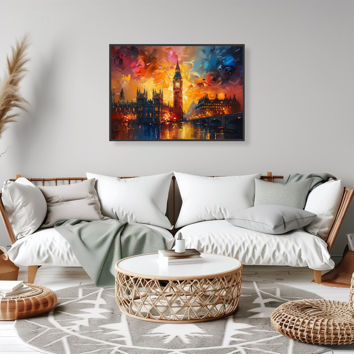 Big Ben Westminster Sunset Impressionist London Cityscape Art Poster - Image 2