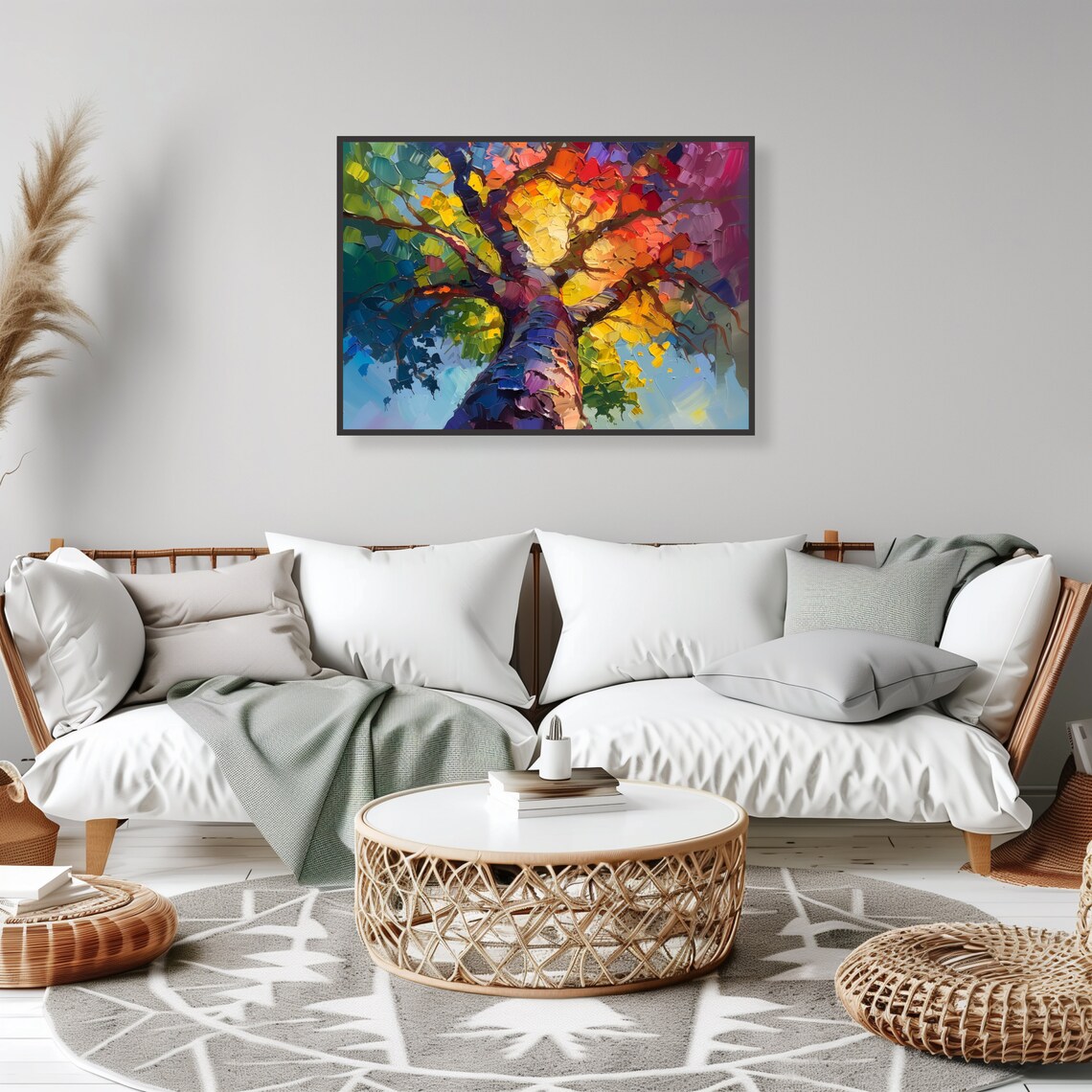 Vibrant Rainbow Tree Wall Art Abstract Nature Poster Colorful Home Decor Unique Gift For Nature Lovers - Image 5