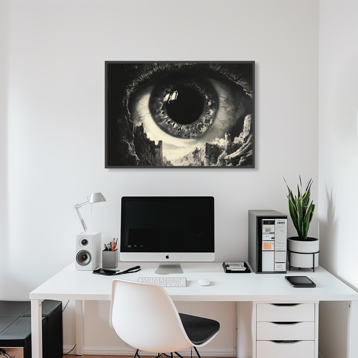 Giant All Seeing Eye Over Ruined Post Apocalyptic City Surreal Art Poster - Image 4